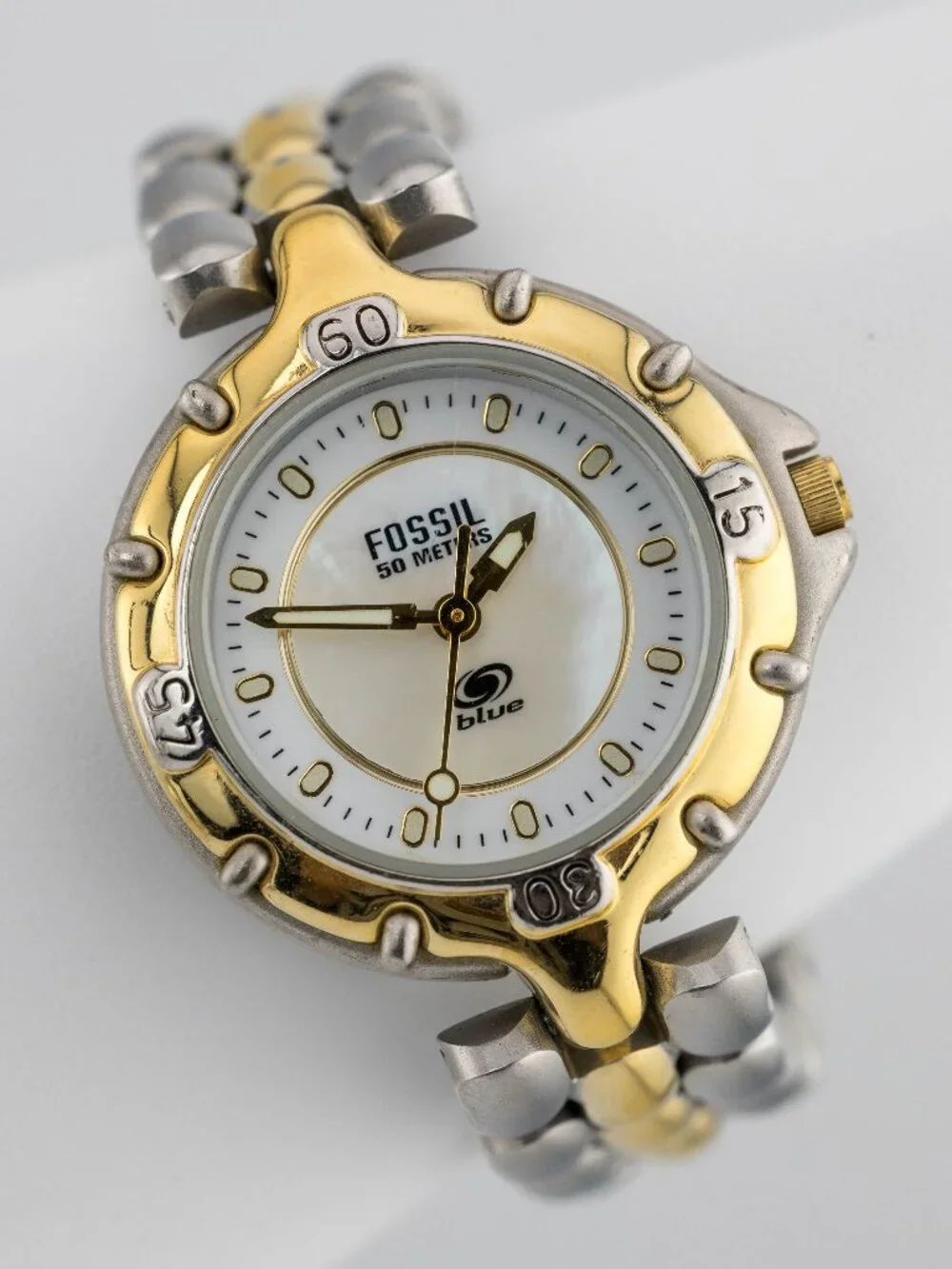 Fossil Blue AM3138 Two Tone MOP Watch Quartz Analog Women’s Fresh Battery